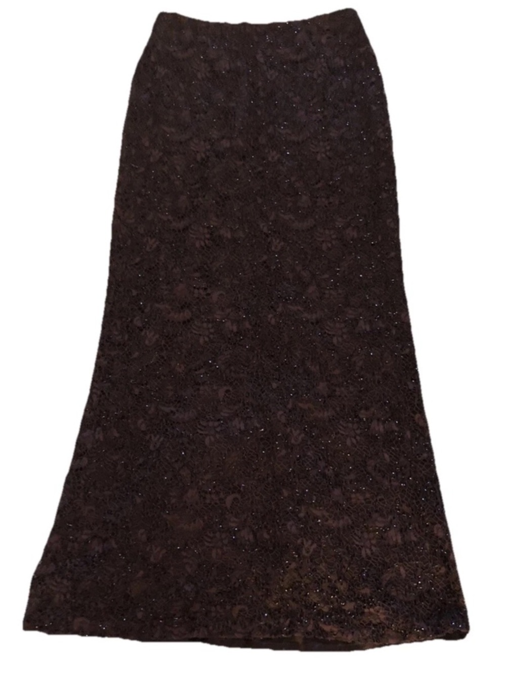 Carmen Marc Valvo collection Brown  Sequin Lace Maxi Skirt size 8 never worn